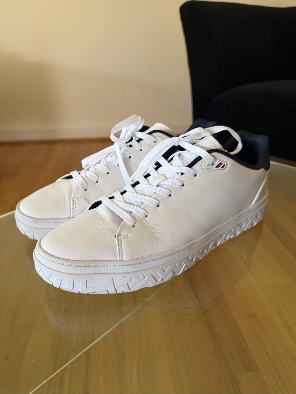 Tommy Hilfiger Men's White Leather Low-Top Sneakers